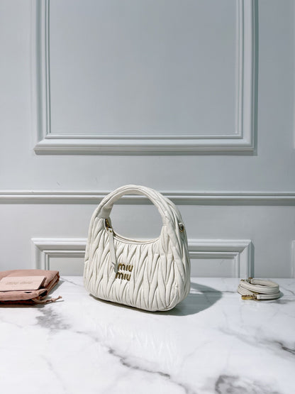 MIUMIU SMALL WANDER HOBO, White/Gold
