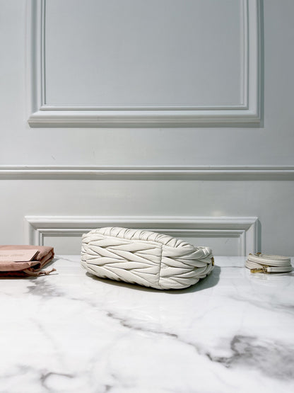 MIUMIU SMALL WANDER HOBO, White/Gold