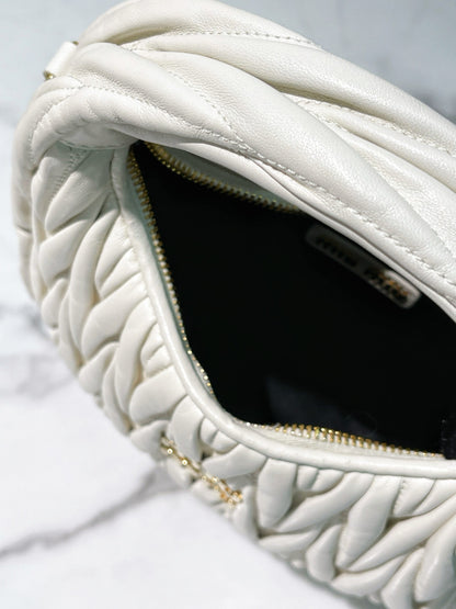 MIUMIU SMALL WANDER HOBO, White/Gold