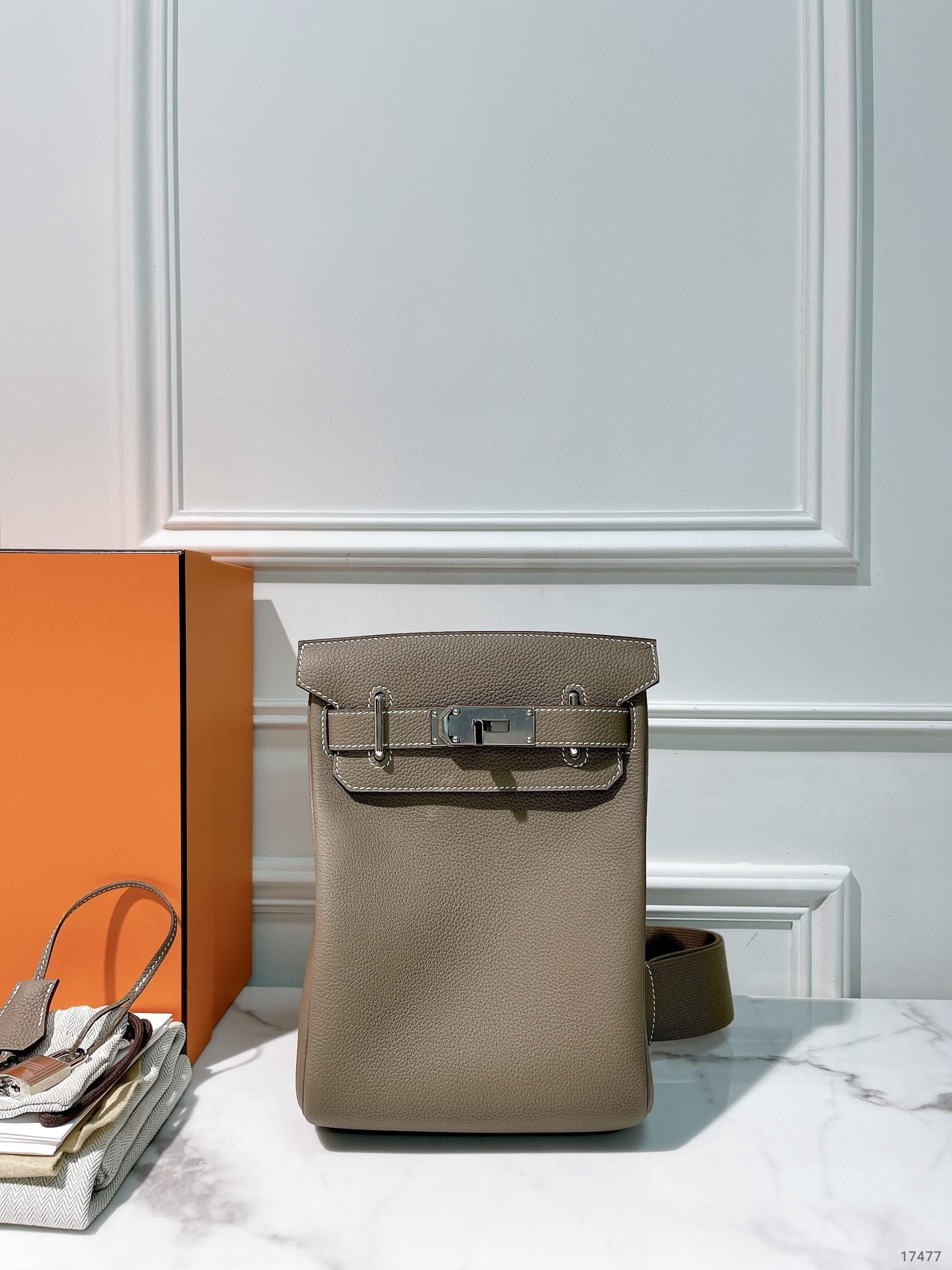 HERMES HAC A DOS PM BACKPACK, Etoupe/Silver