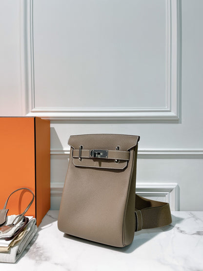HERMES HAC A DOS PM BACKPACK, Etoupe/Silver