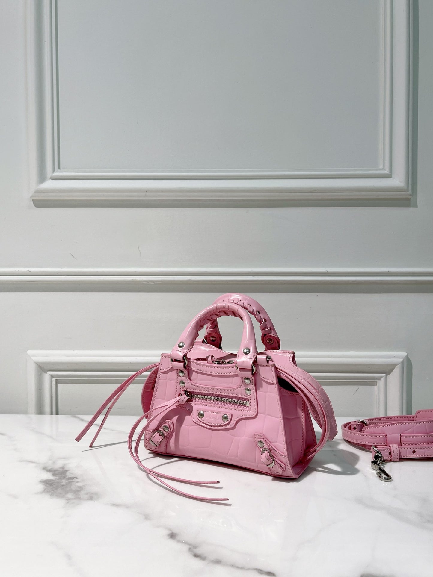 BALENCIAGA CLASSIC NEO NANO, Pink/Silver