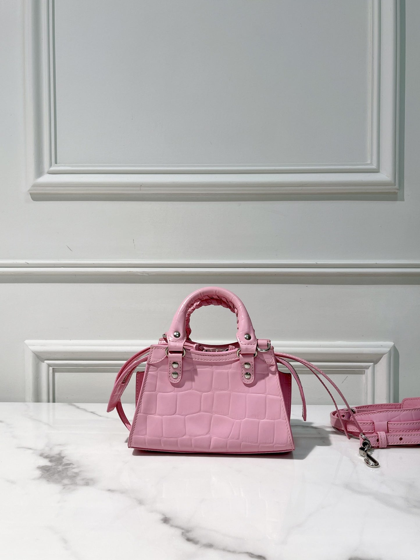 BALENCIAGA CLASSIC NEO NANO, Pink/Silver
