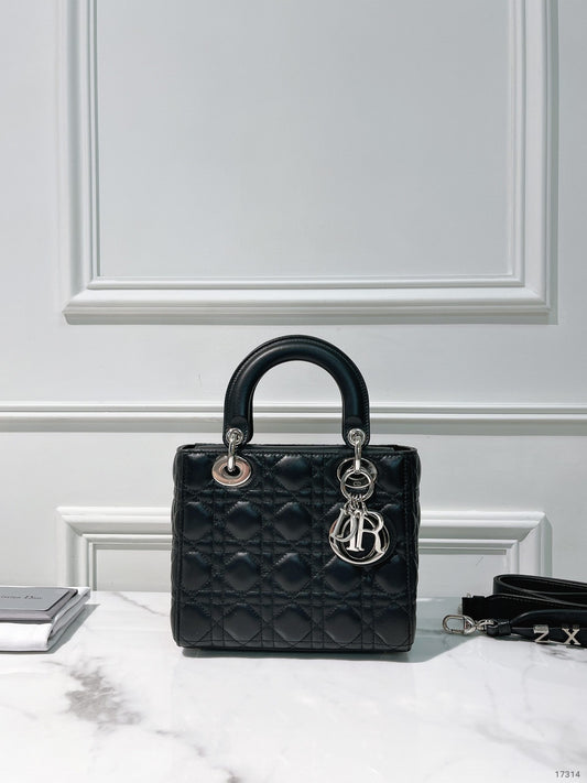 DIOR SMALL LADY DIOR BAG, Black/Silver