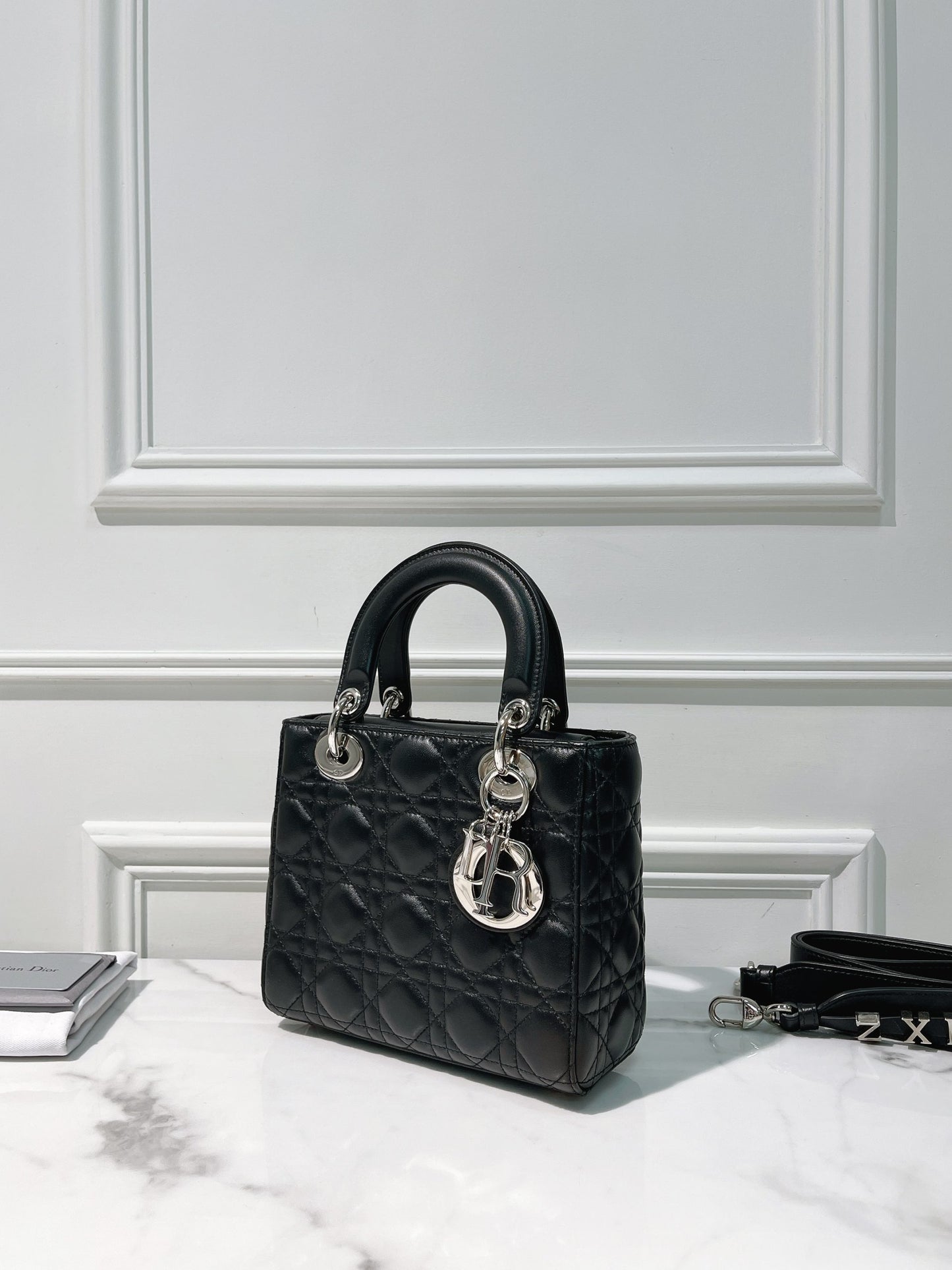 DIOR SMALL LADY DIOR BAG, Black/Silver