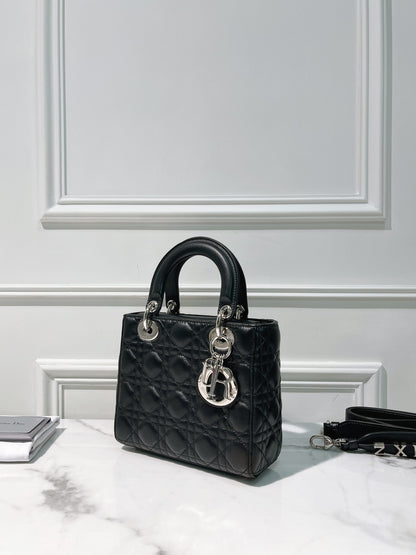 DIOR SMALL LADY DIOR BAG, Black/Silver