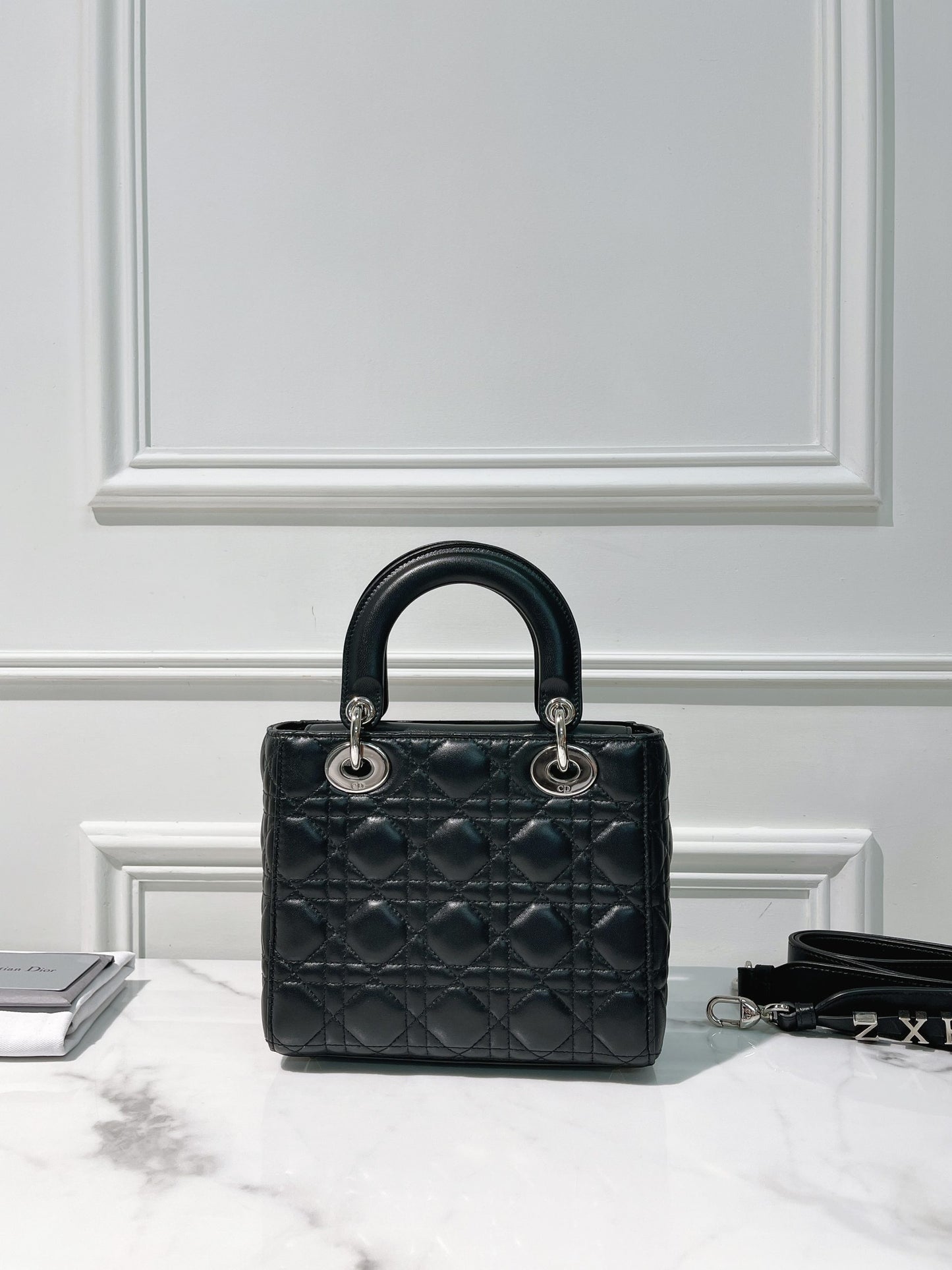 DIOR SMALL LADY DIOR BAG, Black/Silver