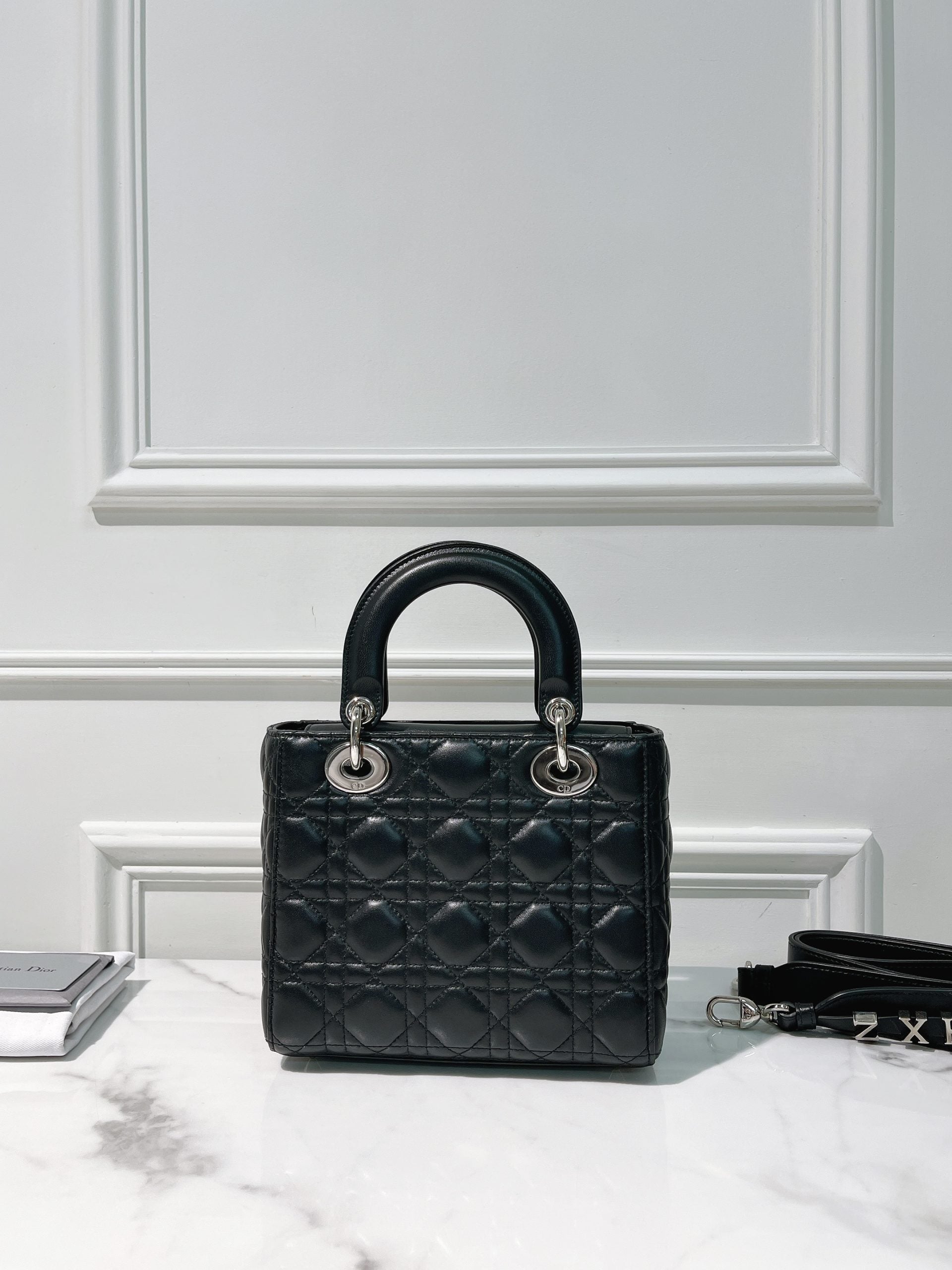 DIOR SMALL LADY DIOR BAG, Black/Silver