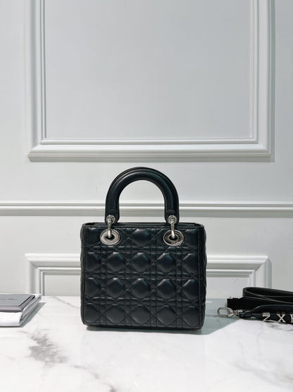 DIOR SMALL LADY DIOR BAG, Black/Silver