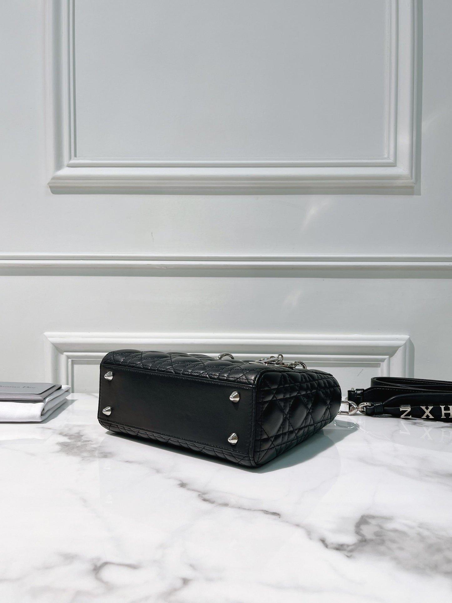 DIOR SMALL LADY DIOR BAG, Black/Silver