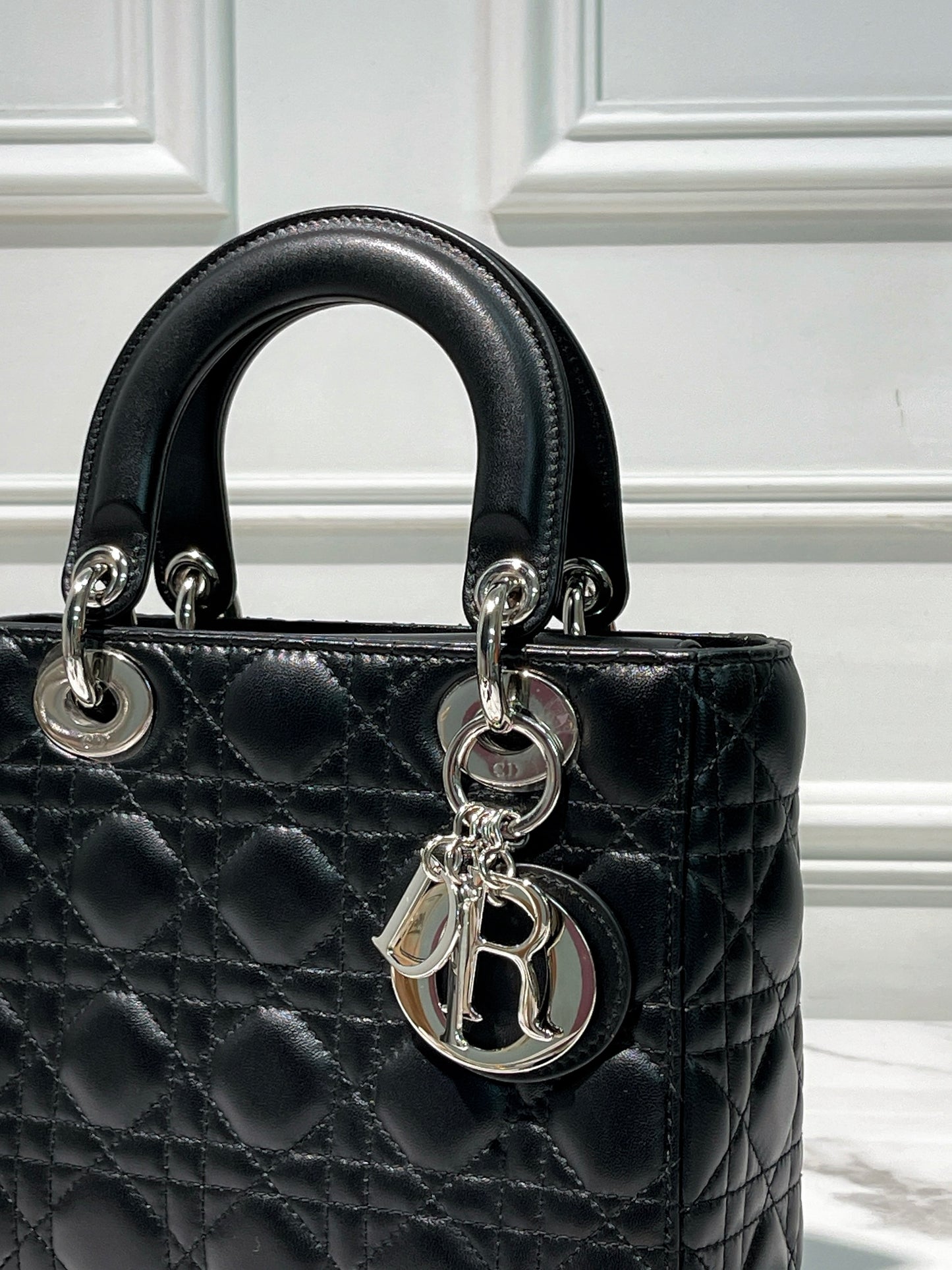 DIOR SMALL LADY DIOR BAG, Black/Silver