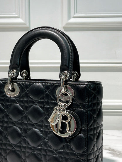 DIOR SMALL LADY DIOR BAG, Black/Silver