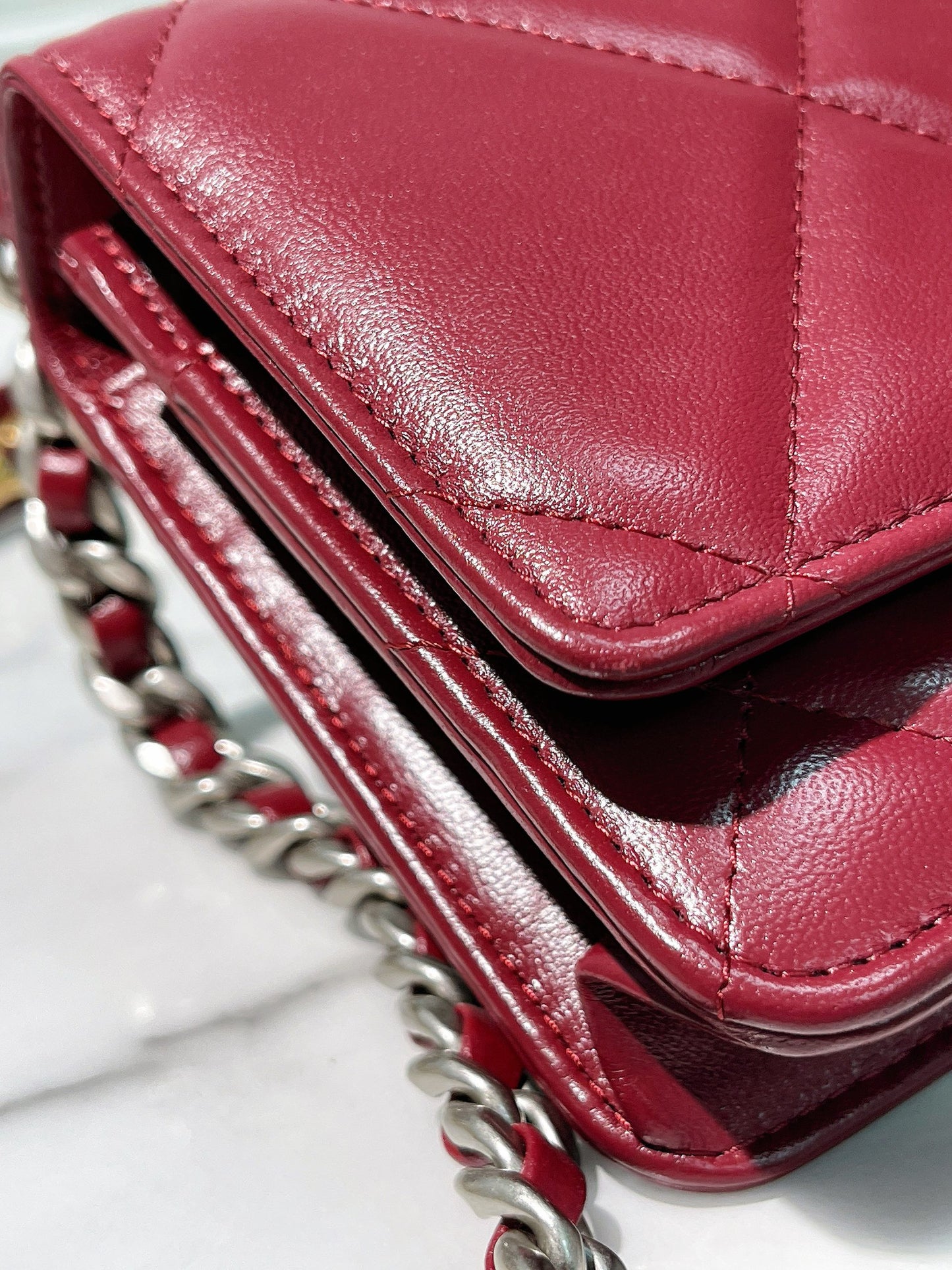 CHANEL 19 WOC, Red/Silver/Gold