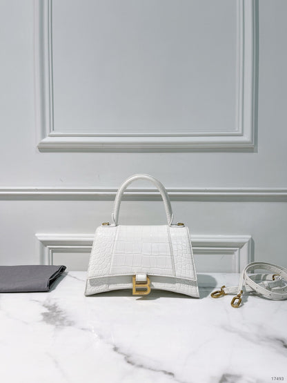 BALENCIAGA HOURGLASS SMALL, White/Gold