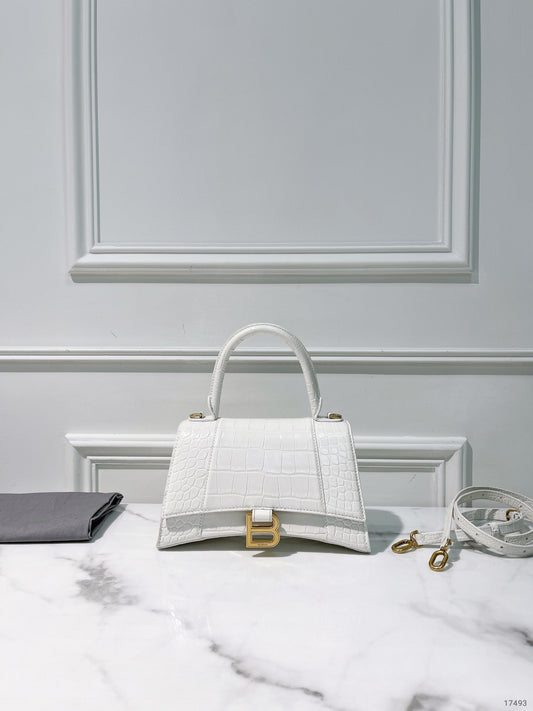 BALENCIAGA HOURGLASS SMALL, White/Gold