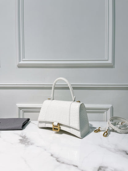 BALENCIAGA HOURGLASS SMALL, White/Gold