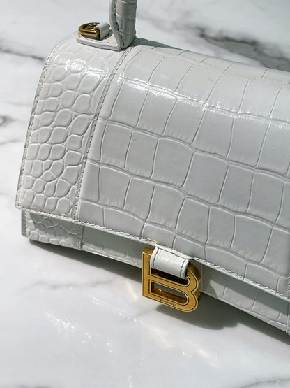 BALENCIAGA HOURGLASS SMALL, White/Gold