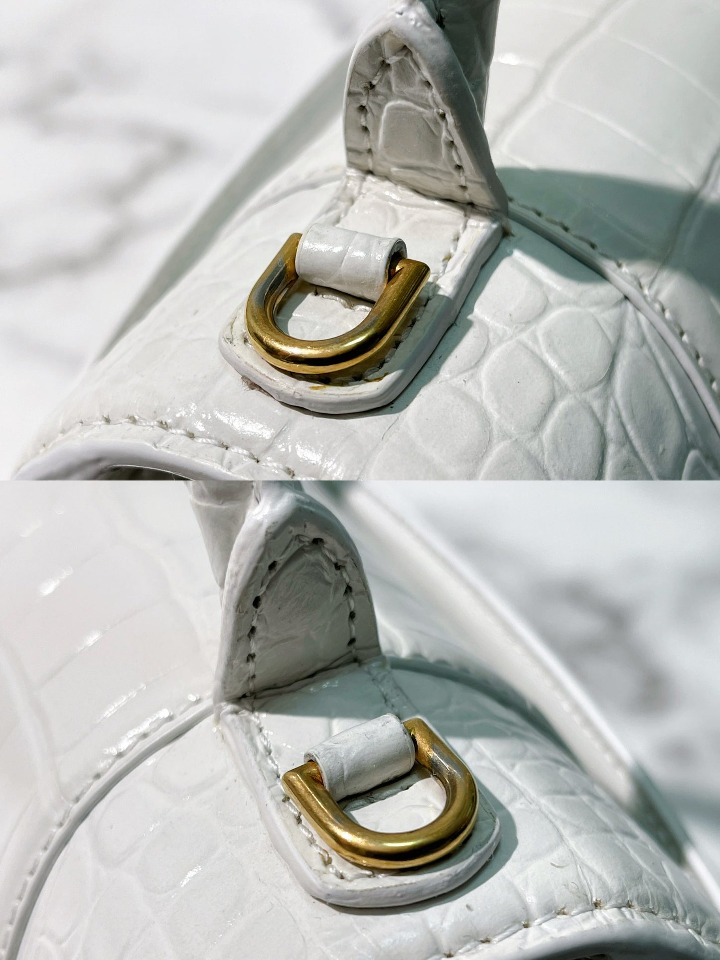 BALENCIAGA HOURGLASS SMALL, White/Gold