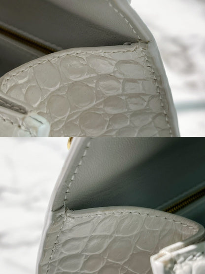 BALENCIAGA HOURGLASS SMALL, White/Gold