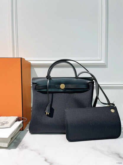 HERMES HERBAG 31, Black/Gold