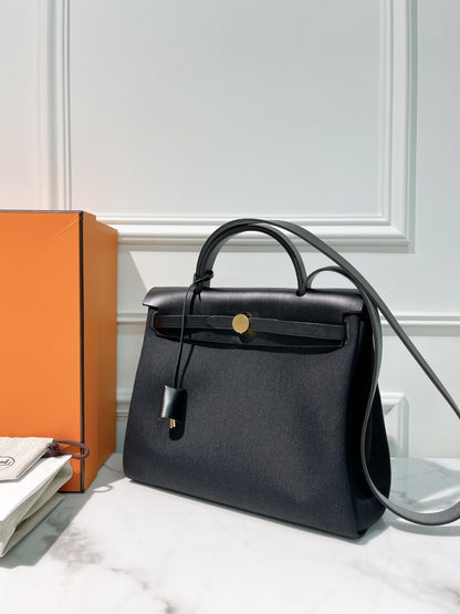 HERMES HERBAG 31, Black/Gold