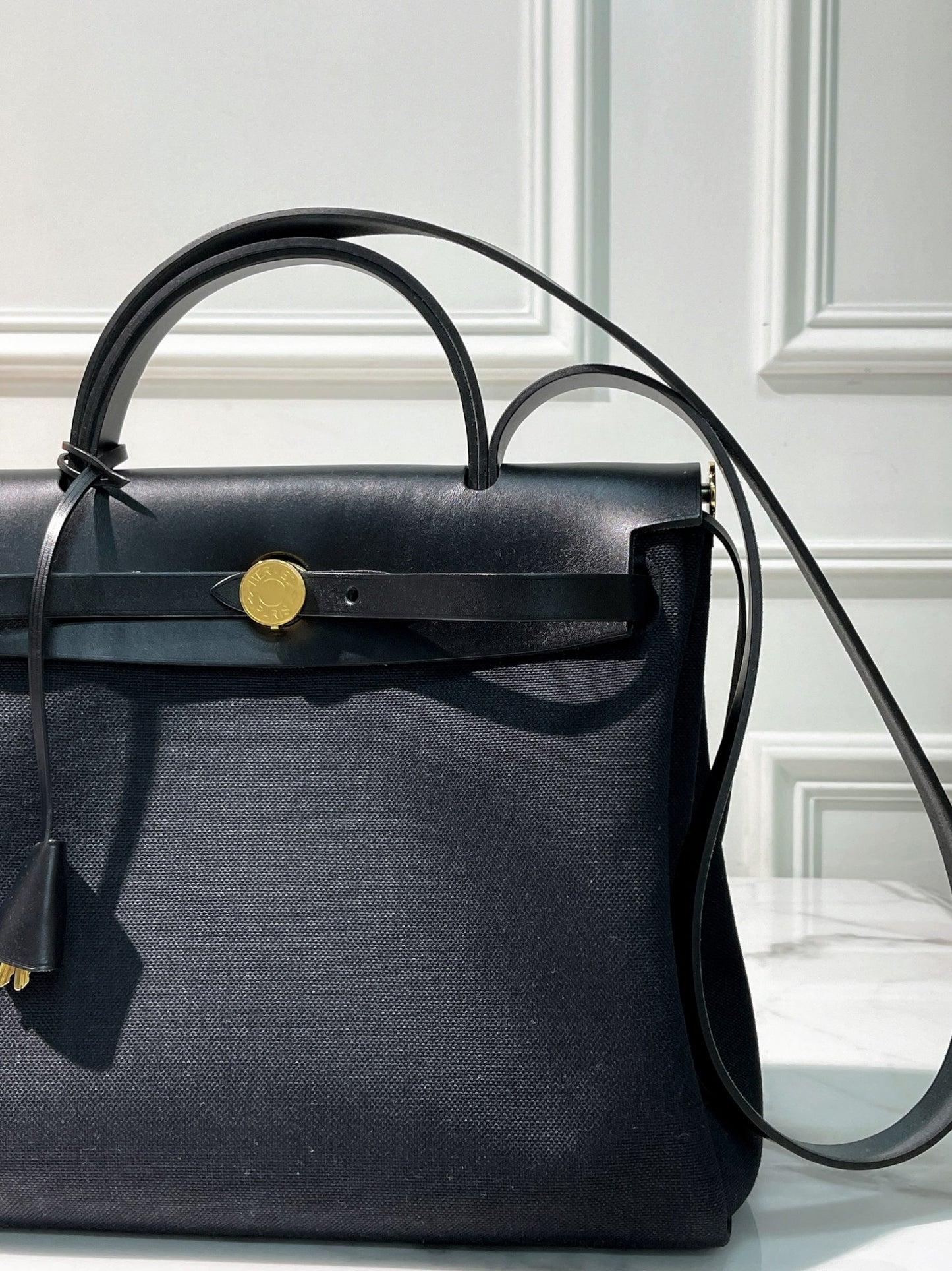 HERMES HERBAG 31, Black/Gold