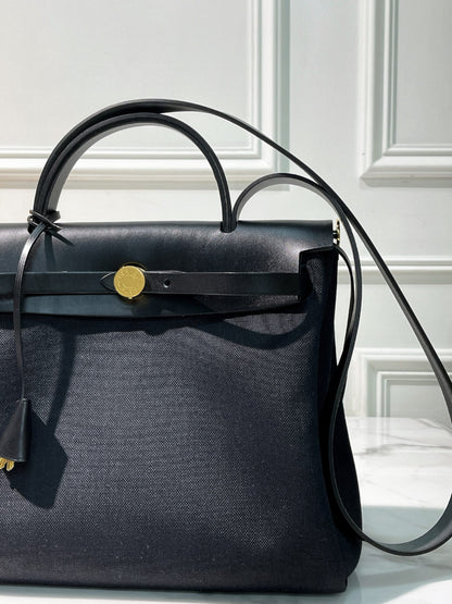 HERMES HERBAG 31, Black/Gold