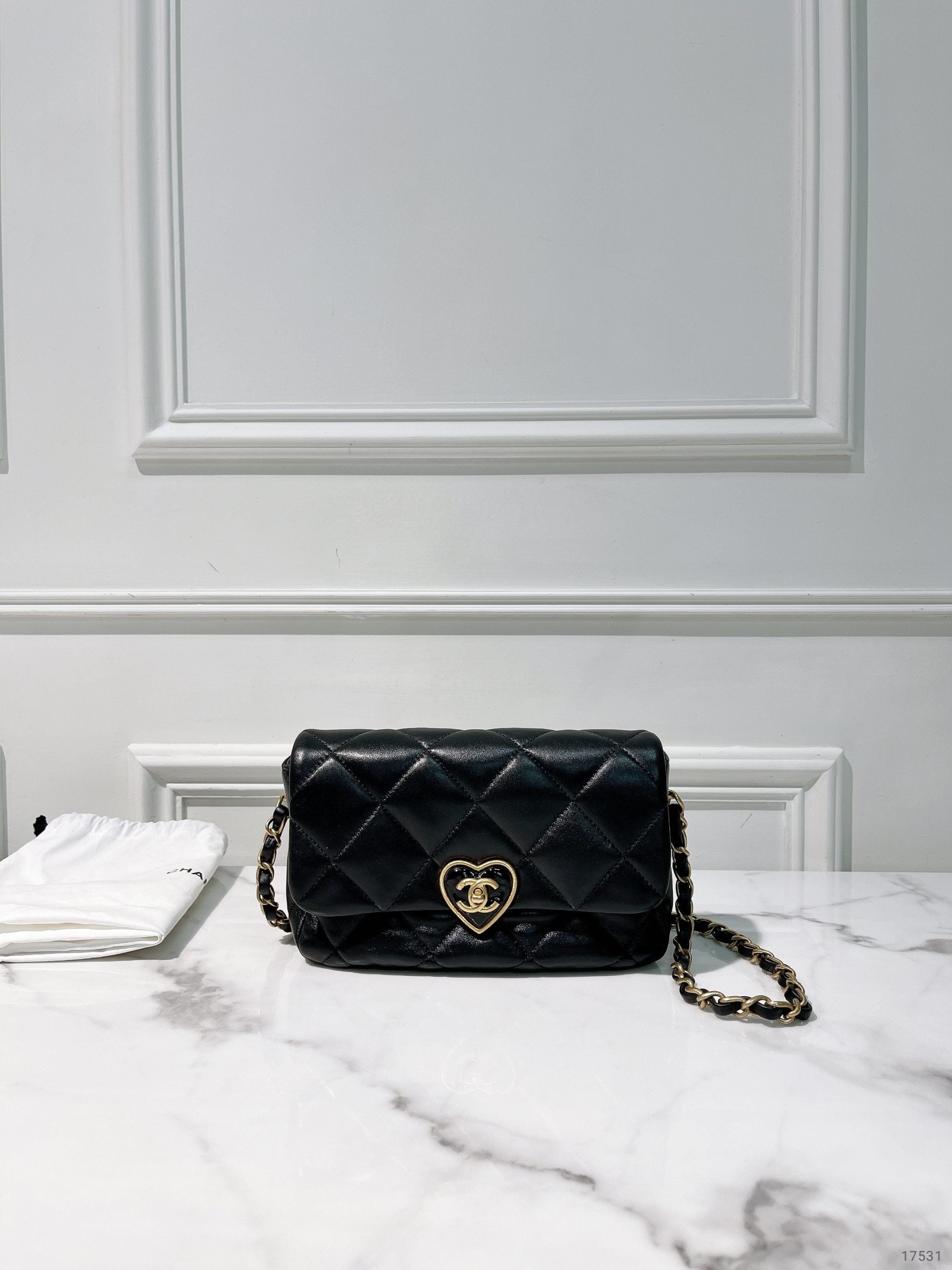 CHANEL 23S MINI FLAP, Black/Gold