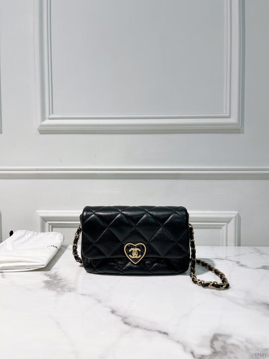 CHANEL 23S MINI FLAP, Black/Gold