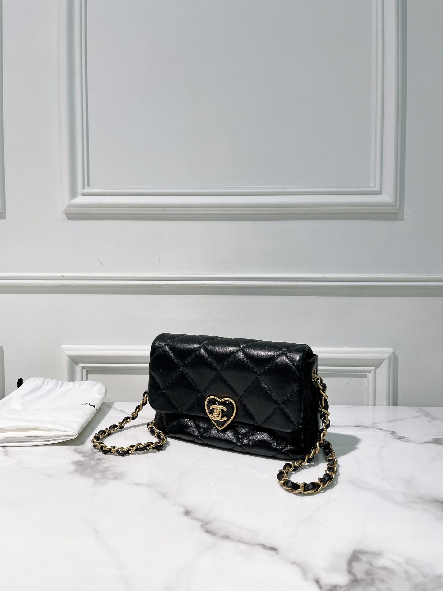 CHANEL 23S MINI FLAP, Black/Gold