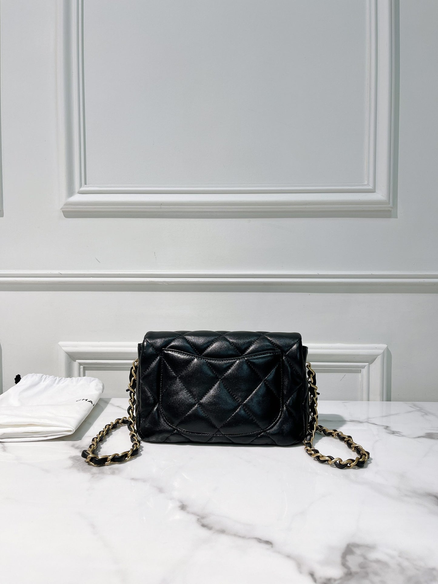 CHANEL 23S MINI FLAP, Black/Gold