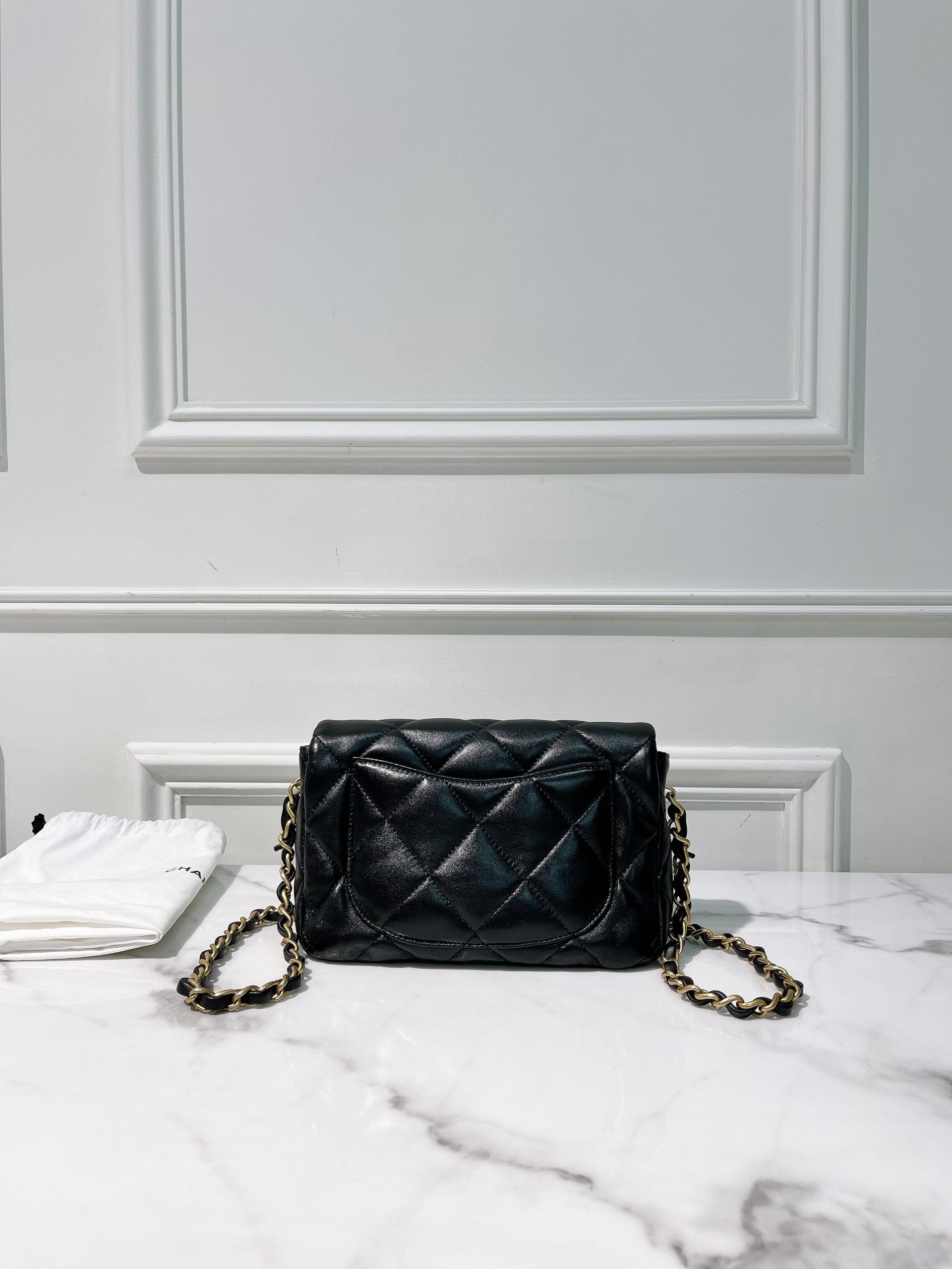 CHANEL 23S MINI FLAP, Black/Gold