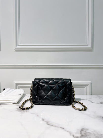 CHANEL 23S MINI FLAP, Black/Gold