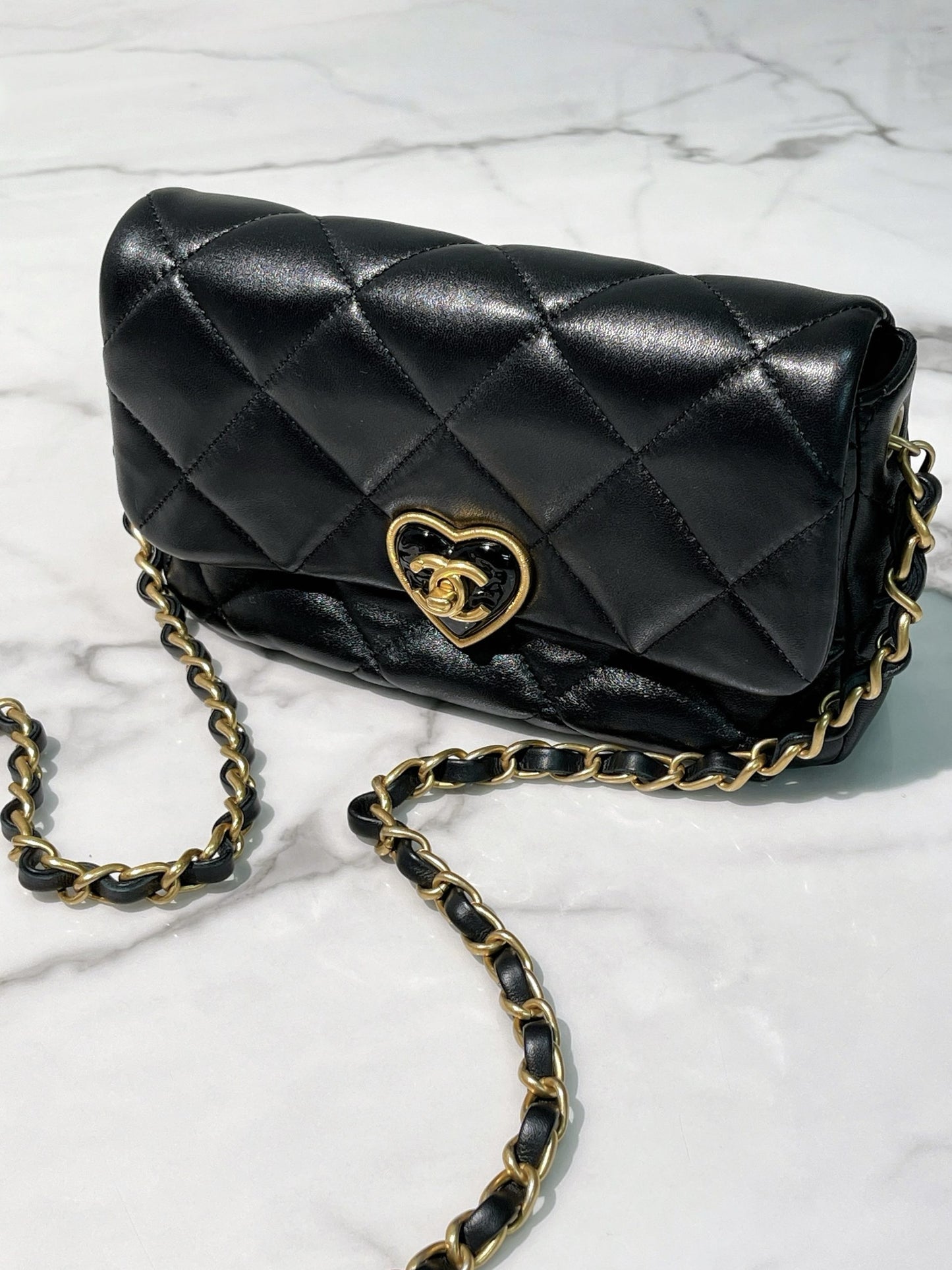 CHANEL 23S MINI FLAP, Black/Gold