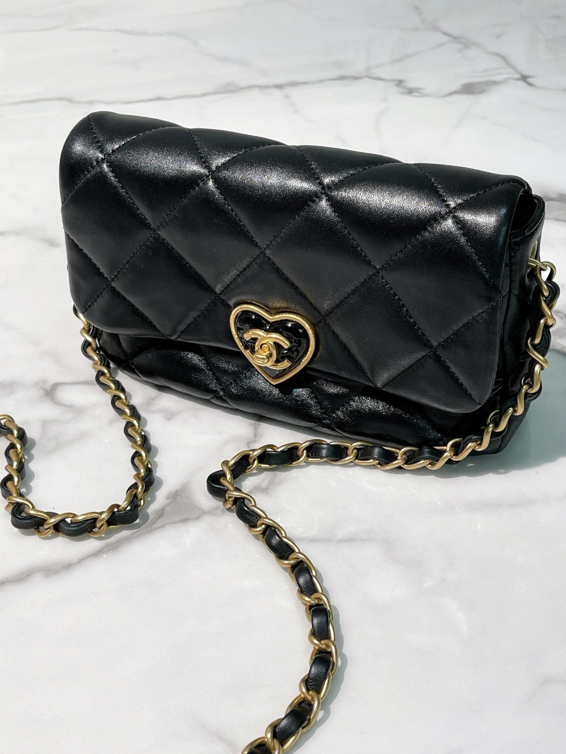 CHANEL 23S MINI FLAP, Black/Gold