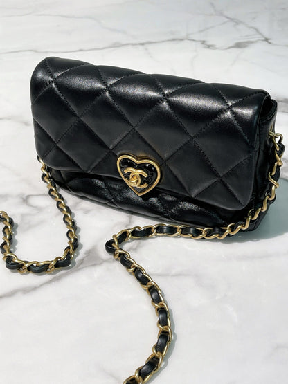 CHANEL 23S MINI FLAP, Black/Gold