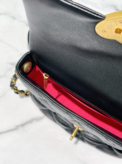 CHANEL 23S MINI FLAP, Black/Gold