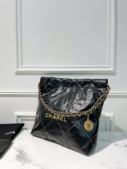 CHANEL SMALL 22 BAG, Black/Gold