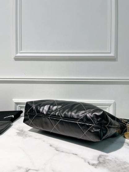 CHANEL SMALL 22 BAG, Black/Gold