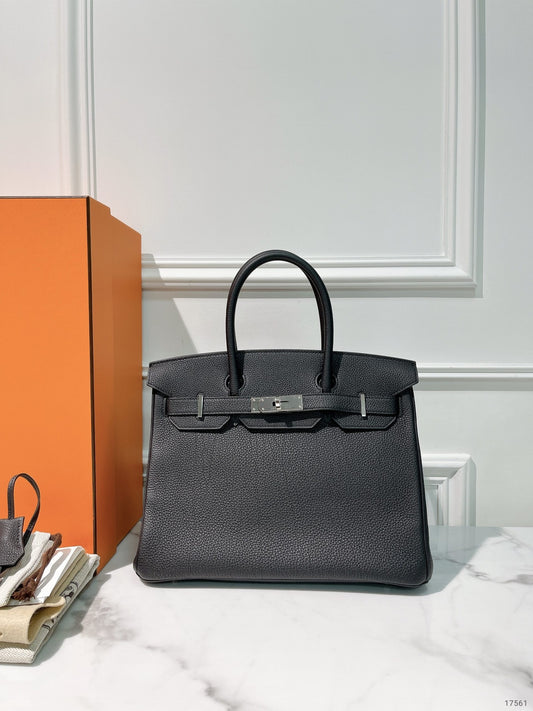 HERMES BIRKIN 30, Noir/Silver