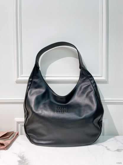 MIUMIU BLACK LEATHER HOBO