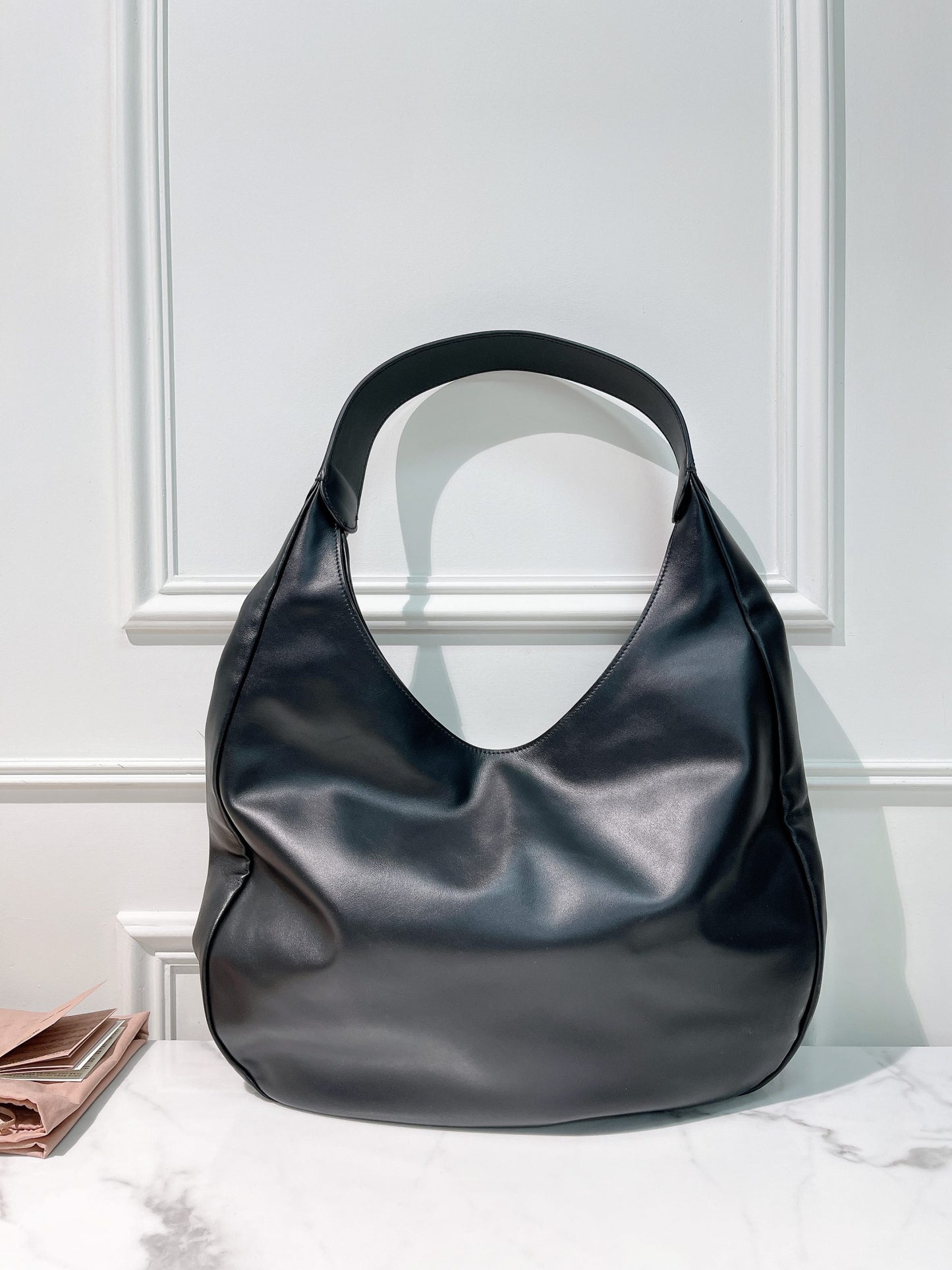 MIUMIU BLACK LEATHER HOBO