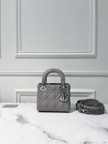 DIOR MINI LADY DIOR, Grey/Silver