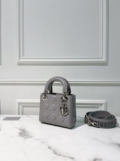 DIOR MINI LADY DIOR, Grey/Silver