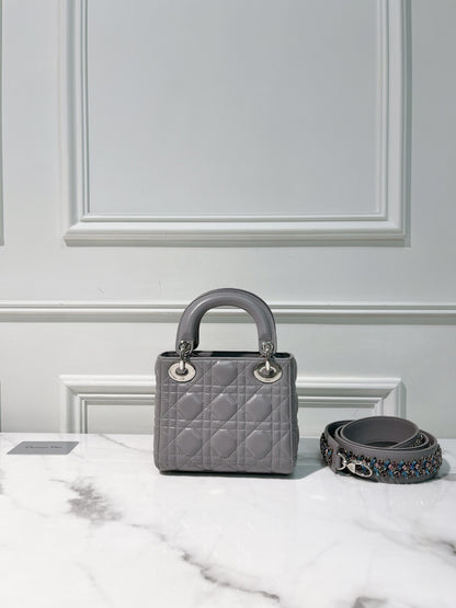 DIOR MINI LADY DIOR, Grey/Silver