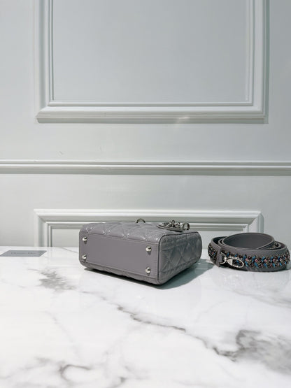 DIOR MINI LADY DIOR, Grey/Silver