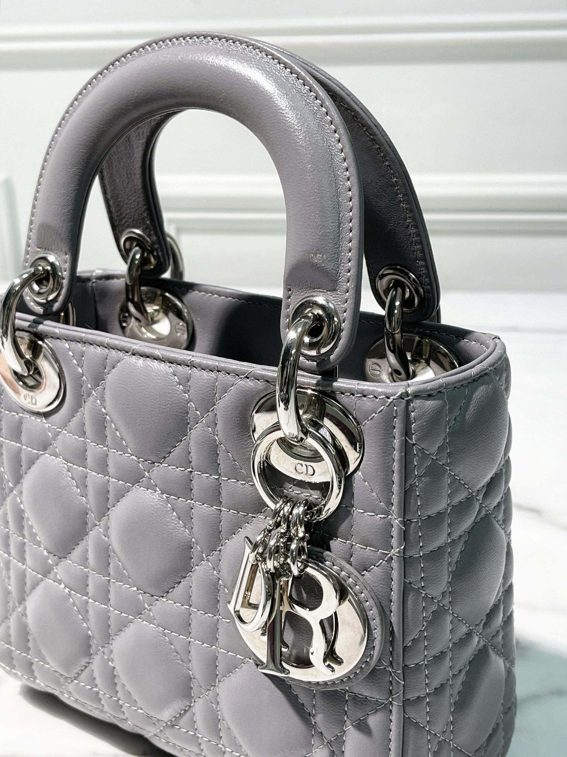 DIOR MINI LADY DIOR, Grey/Silver