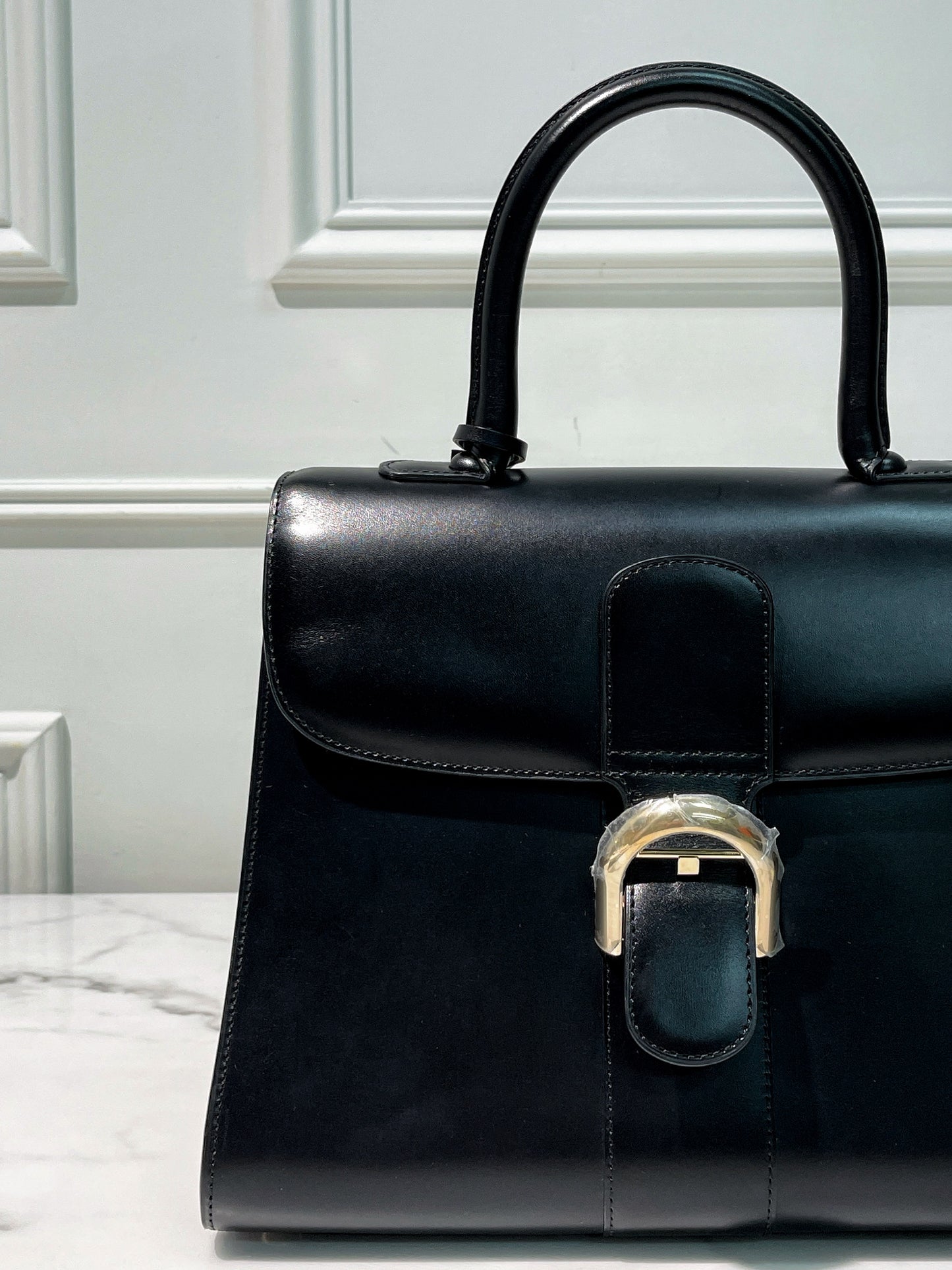 DELVAUX BRILLANT MM, Black/Gold