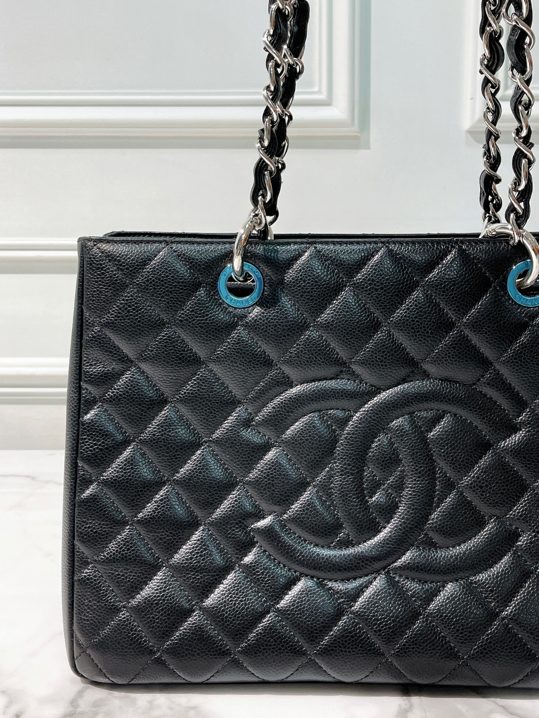 CHANEL GRAND SHOPPING TOTE, Black/Silver