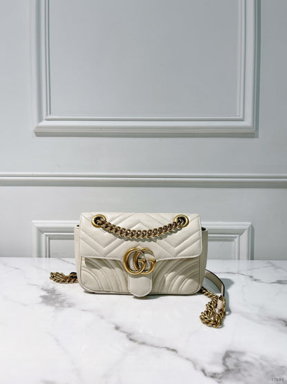 GUCCI SMALL MARMONT, White/Gold